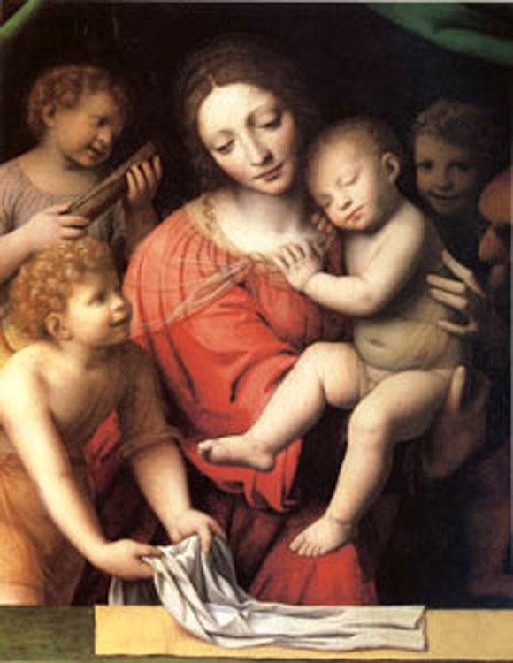 Bernadino Luini The Virgin Carrying the Sleeping Child with Three Angels (mk05)